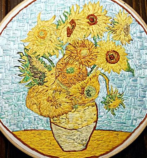 Vincent Van Gogh Sunflowers Embroidered Flower 10 Van Gogh Sunflowers