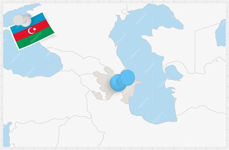 Mapa Do Azerbaijão Com Um Pino Azul Fixado Bandeira Fixada Do Azerbaijão Vetor Premium