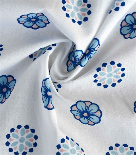 Cotton Blue Flower Print Fabric (FC-OA3) - Dinesh Exports