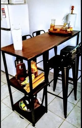 Mesa Desayunadora En Hierro Y Madera Estilo Industrial Meses Sin