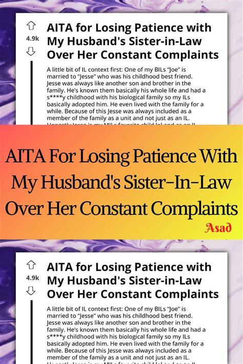 AITA For Losing Patience With My Husband S Sister In Law Over Her