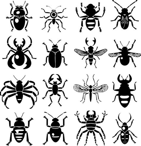 Insects Collection Black And White Silhouette Vector Illustration Premium Ai Generated Vector