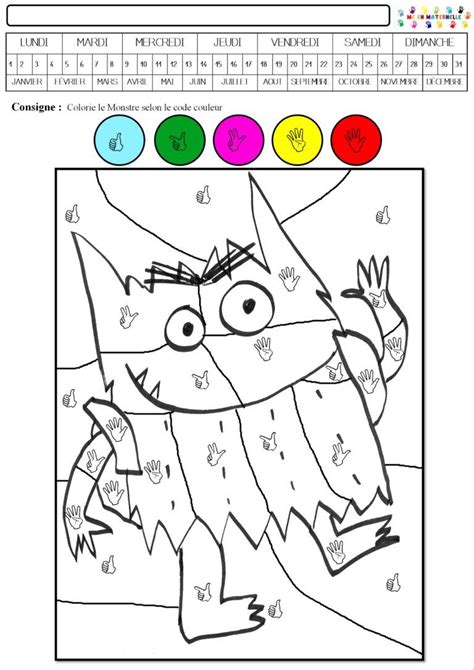 Le monstre des couleurs va à lécole coloriage magique plusieurs