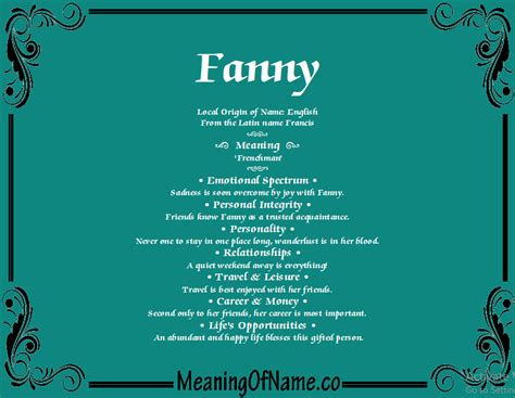 Fanny Meaning Of Name