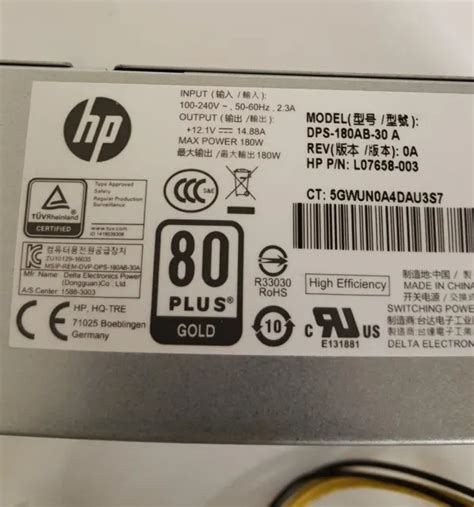 HP PRODESK 400 G5 180W Power Supply Unit L07658 003 DPS 180AB 30 18 99