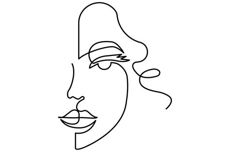 Line Art, Woman Face, Portrait Drawing Graphic by aekblahareda · Creative Fabrica