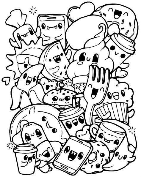 Desenhos De Comidas Fofas Para Colorir