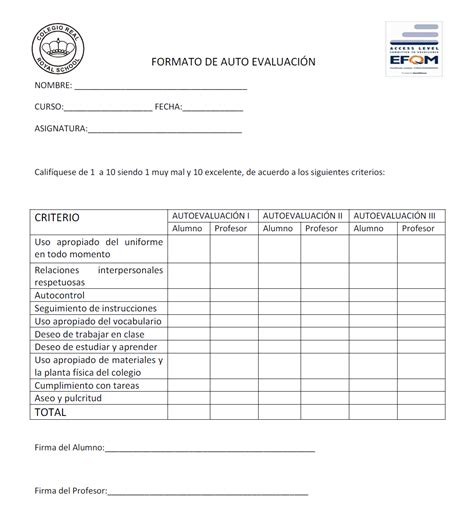 1 618033988749 FORMATO DE AUTOEVALUACIÓN