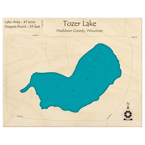 Tozer Lake 3d Custom Wood Map Lake Art Llc