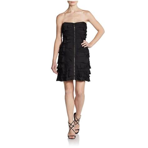 NEW BCBG MAX AZRIA Women S Black Strapless Tiered Ruffle Cocktail Party