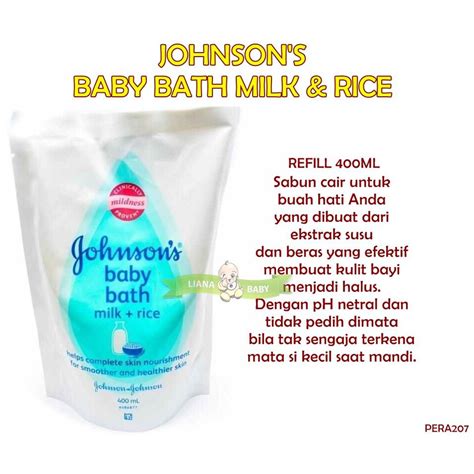 Jual PERA207 REFILL SABUN BAYI JOHNSON S BABY BATH MILK RICE 400ML