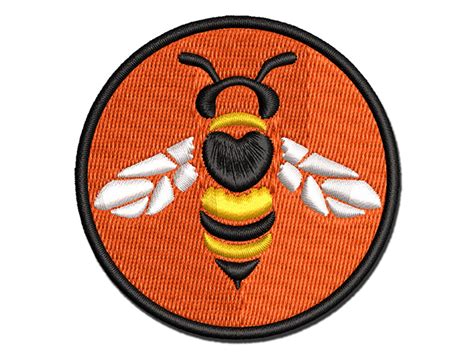 Cute Honey Bumblebee With Heart On Back Multi Color Embroidered Iron On Or Hook And Loop Patch