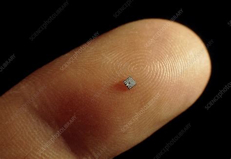 Integrated Circuit On Finger For Size Comparison Stock Image T370