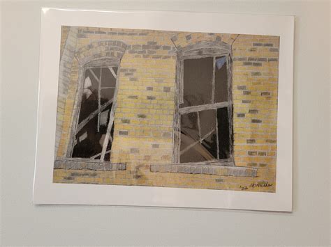 Original Colored Pencil Drawing of Old Building Symbolizing Broken ...