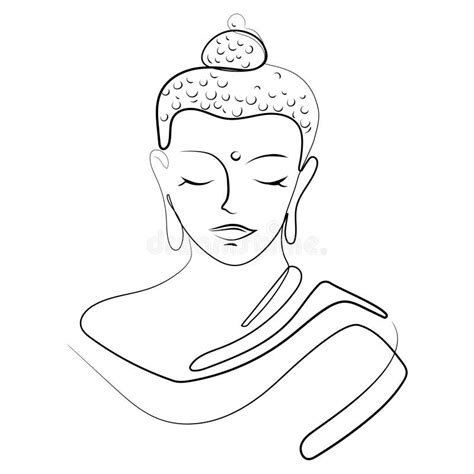 Buddha Portrait Continuous Line Drawing for Print,tattoo,logo,icon,emblem Template Vector ...