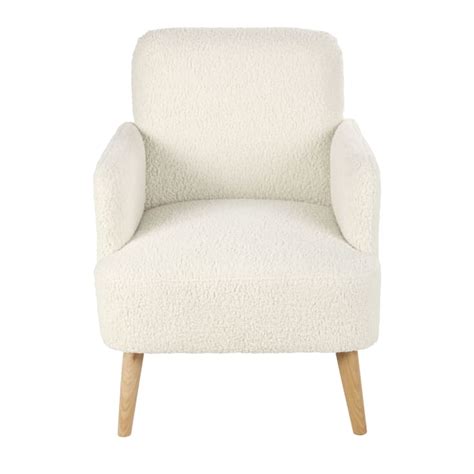 Fauteuil Bouclettes Blanches Et Pieds En Bois De H Tre Honey Maisons