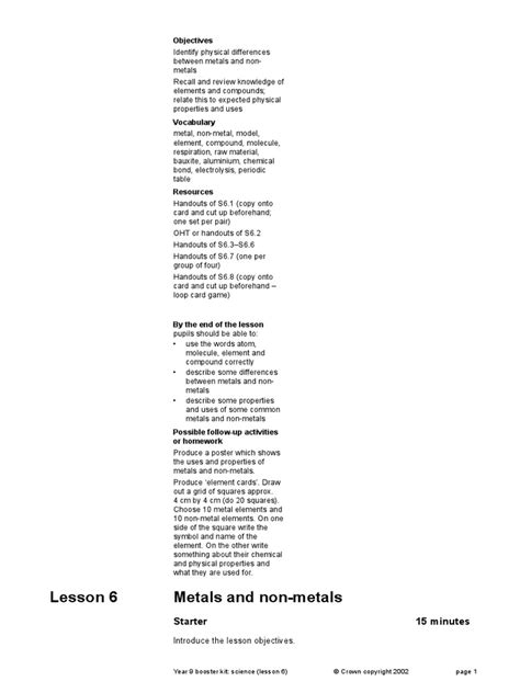 Metals and Non-Metals | PDF | Sodium | Molecules