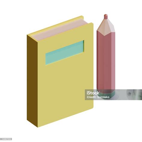 Ilustrasi Rendering Buku Dan Pensil 3d Cocok Untuk Tema New Normal