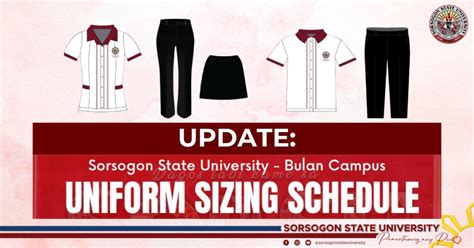 UPDATE: Uniform Sizing Schedule for Sorsogon State University – Bulan ...