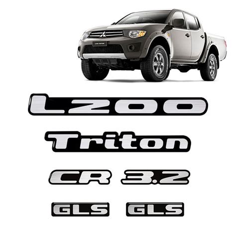 Kit Emblemas Mitsubishi L200 Triton Gls Cr 3 2 2013 Resinado Em