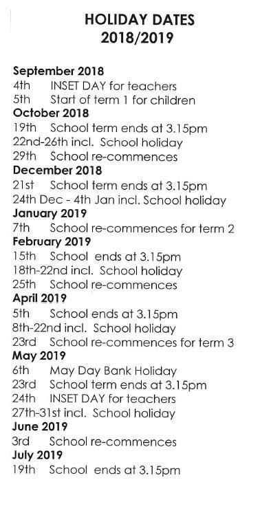 Primary School Term Dates 2018 – Bloxham Online