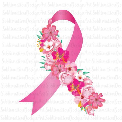 Awareness Pink Ribbon With Flowers Png Breast Cancer Etsy