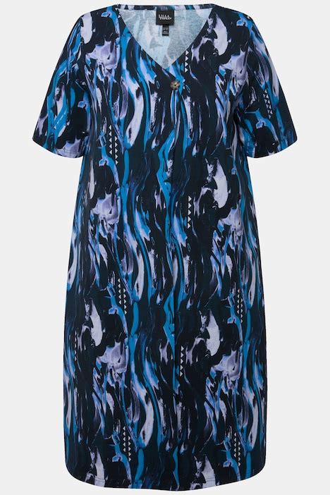 Print Short Jersey Dress Marine Ulla Popken