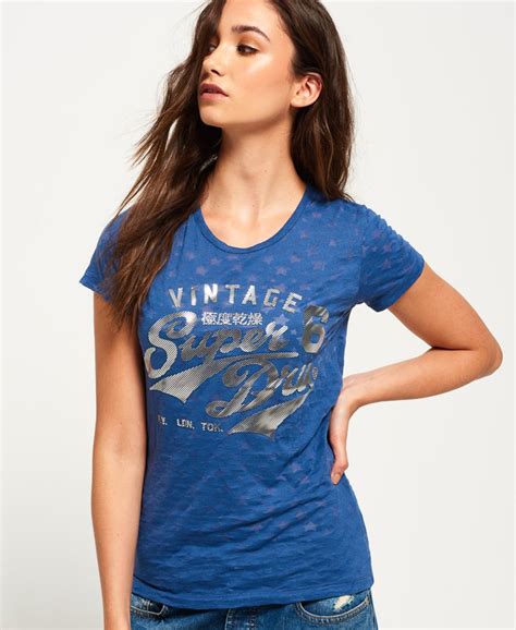 Womens Stacker Burnout T Shirt In Navy Superdry Us