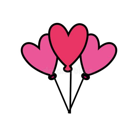 Ballons D Ic Ne De Forme De Coeur Conception D Amour Dessin De Vecteur