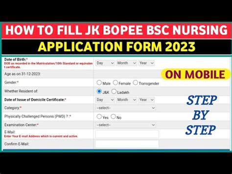 How To Fill Jkbopee Bsc Nursing Application Form Jk Bopee