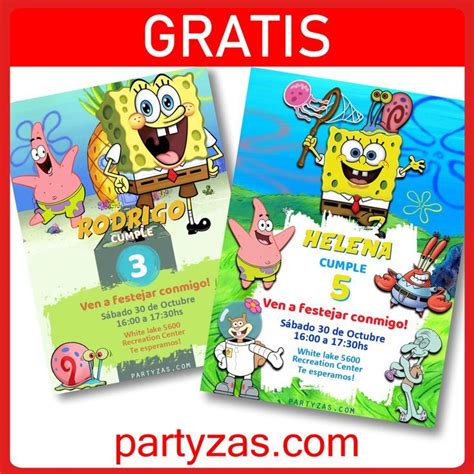 GRATIS Invitaciones Bob Esponja Whatsapp Fiesta de cumpleaños de