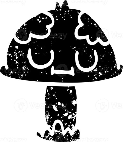 Line Drawing Cartoon Poisonous Toadstool Distressed Icon 45444021 Png