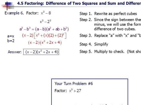 Write The Steps In Factoring Sum And Difference Of Two Cubes