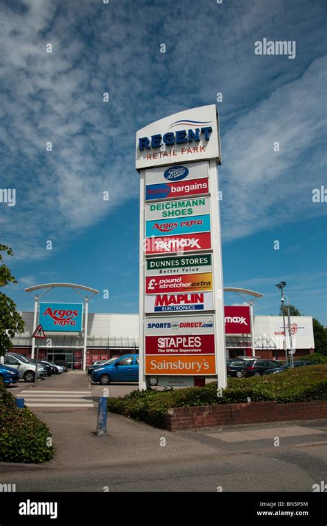 A Sign Advertising The Different Shops At The Regent Retail Park In