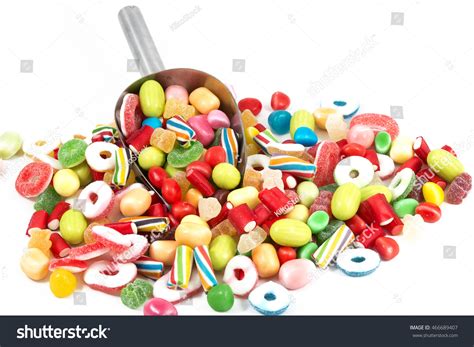 Different Colored Candies Isolated White Background Stock Photo