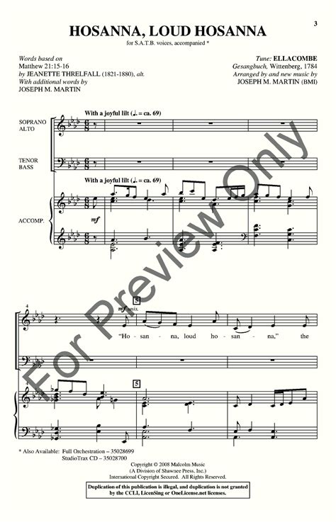 Hosanna Loud Hosanna SATB By Joseph Mart Choral Sheet Music