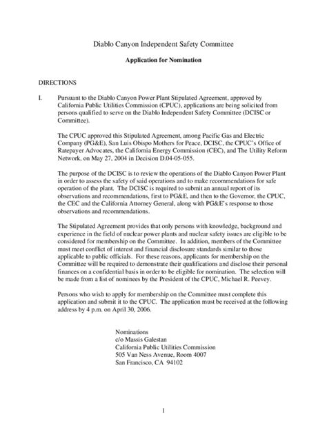 Fillable Online Docs Cpuc Ca Cpuc Seeks Applications For Diablo Canyon