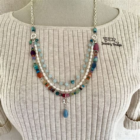 Magical Sundance Style Multi Strand Gemstone Necklace Etsy Beaded