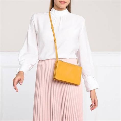 Celine Trio Leather Crossbody Bag In Mustard Yellow Luxury Bags