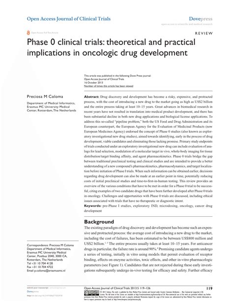 Pdf Phase 0 Clinical Trials Theoretical And Practical Implications In Oncologic Drug Development