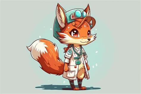 Premium Photo A Cartoon Of A Fox Wearing A Lab Coat And A Lab Coat