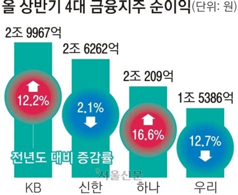 2배 충당금 쌓고도 4대 금융지주 역대급 실적 서울신문