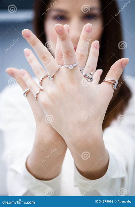 Close Up Of Female Hands With Rings Stock Photos Image 34578093