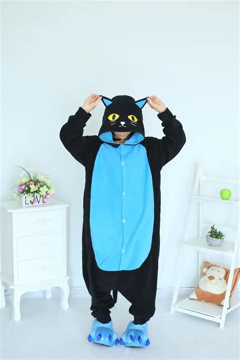 Midnight Cat Onesies Black Cat Pajamas For Unisex Adult Pajamas Cosplay