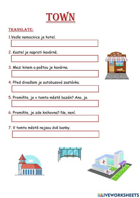 Town interactive worksheet for 5. třída | Live Worksheets