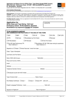 Fillable Online Application And Report Form For Sp A Class Type