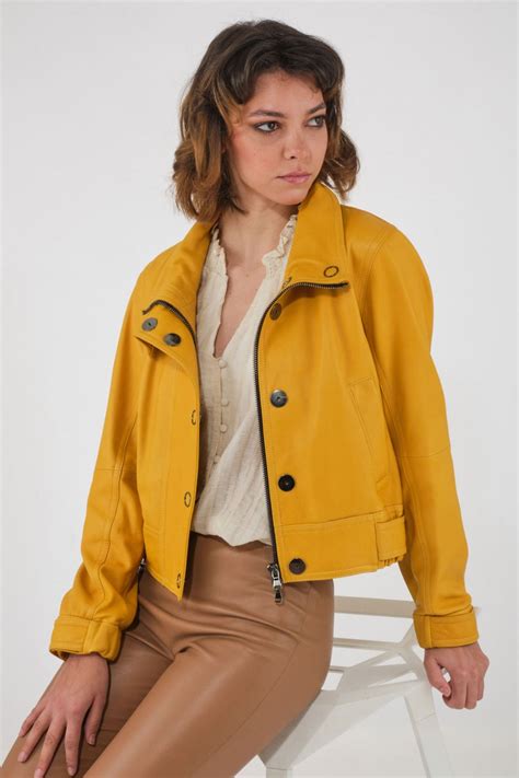 Blouson Agneau Ganterie Jaune Christ Rozala Jaune Cesare Nori