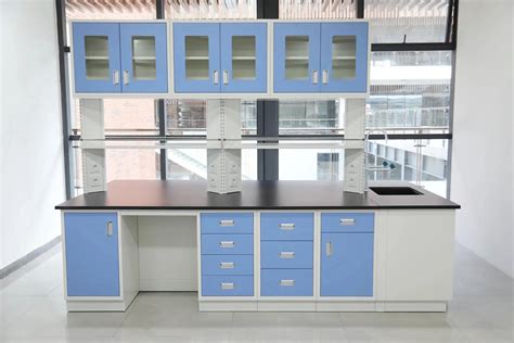 Customizable Island Lab Bench For Blue Chemical Laboratory Furniture