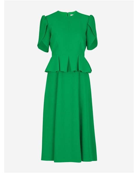 Erdem Peplum Midi Dress In Green Lyst