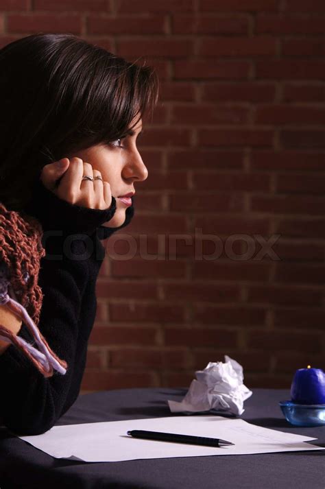 pretty girl writing text | Stock image | Colourbox